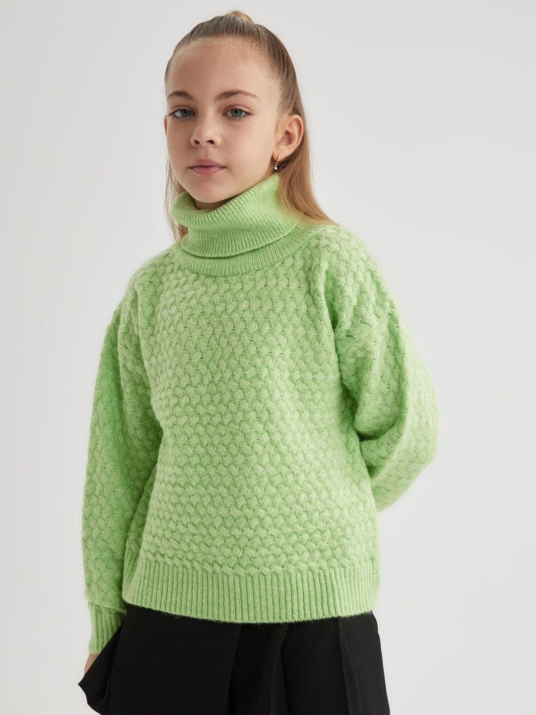 

DeFacto Girls Cable Knit Pullover, Green