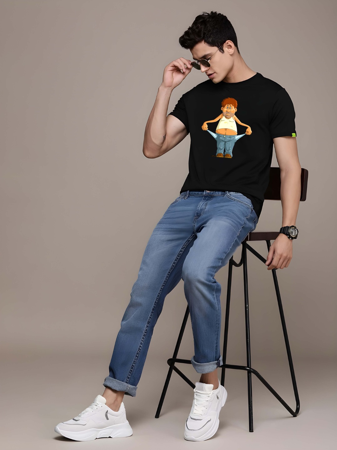 

BOWLIFESTYLE Men Pure Cotton T-shirt, Black