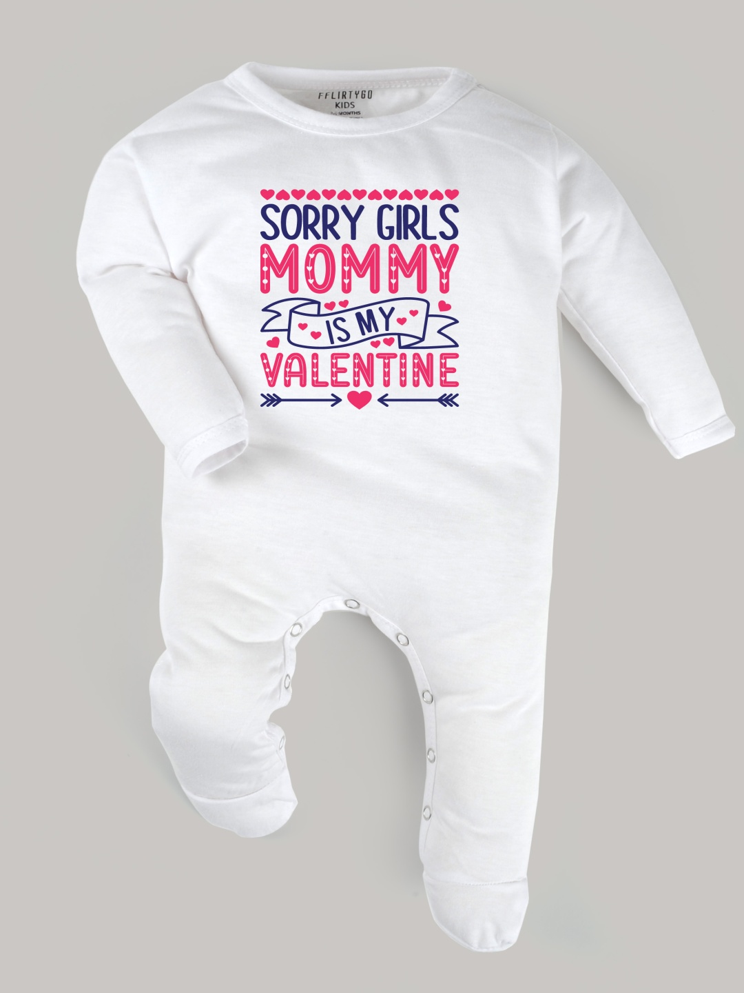 

FFLIRTYGO Infants Printed Cotton Sleepsuit, White