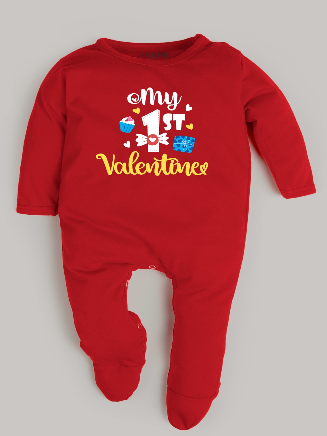 

FFLIRTYGO Infants Valentine Day Printed Cotton Sleepsuit, Red