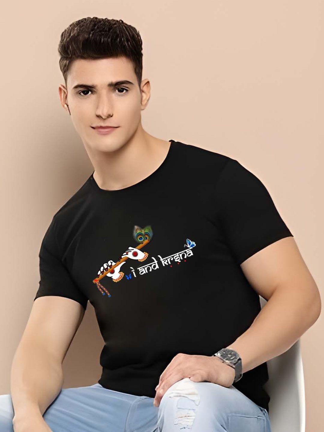 

Moda Rapido Men Typography Printed Round Neck Cotton Slim Fit T-shirt, Black