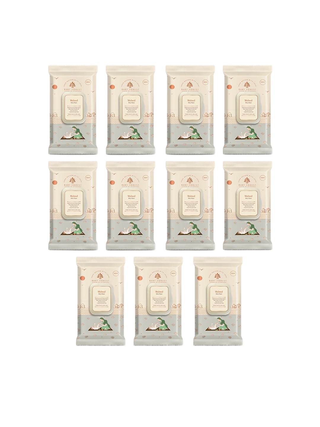 

Baby Forest Set Of 11 Mulmul Ultra Soft & Water Based Baby Wipes - 72 Wipes Each, White