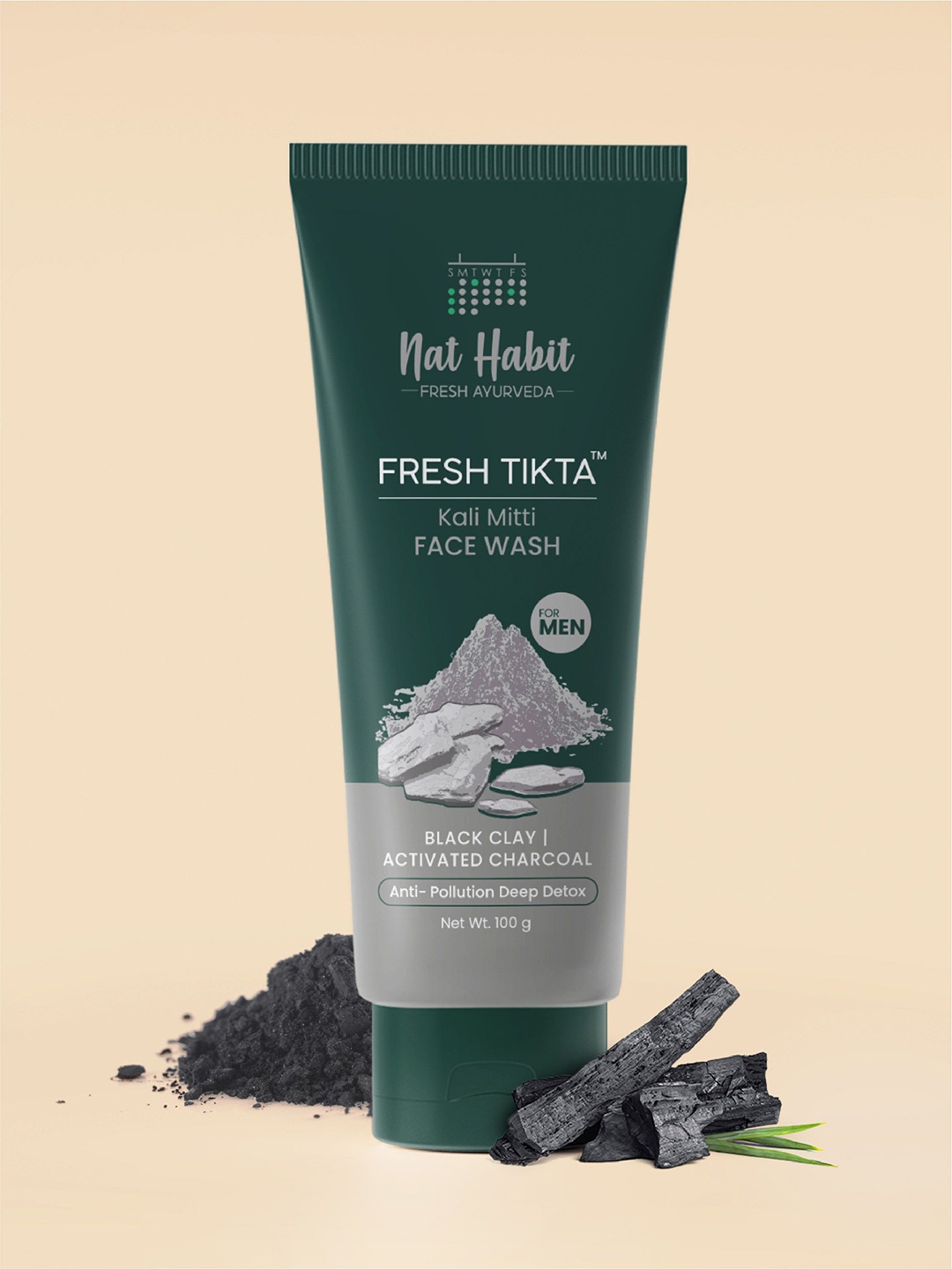 

Nat Habit Kali Miti Charcoal Deep Cleansing Face Wash For Anti-Pollution - 100 g, Black