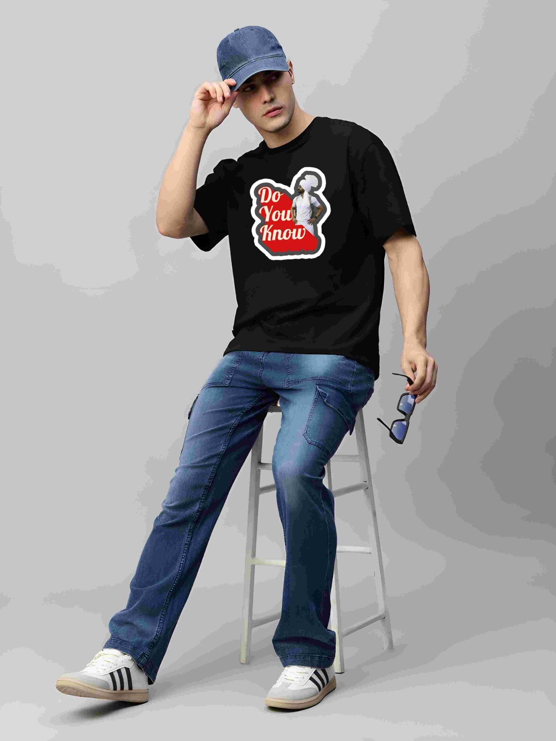 

Krimmple Men Drop-Shoulder Sleeves Pure Cotton T-shirt, Black
