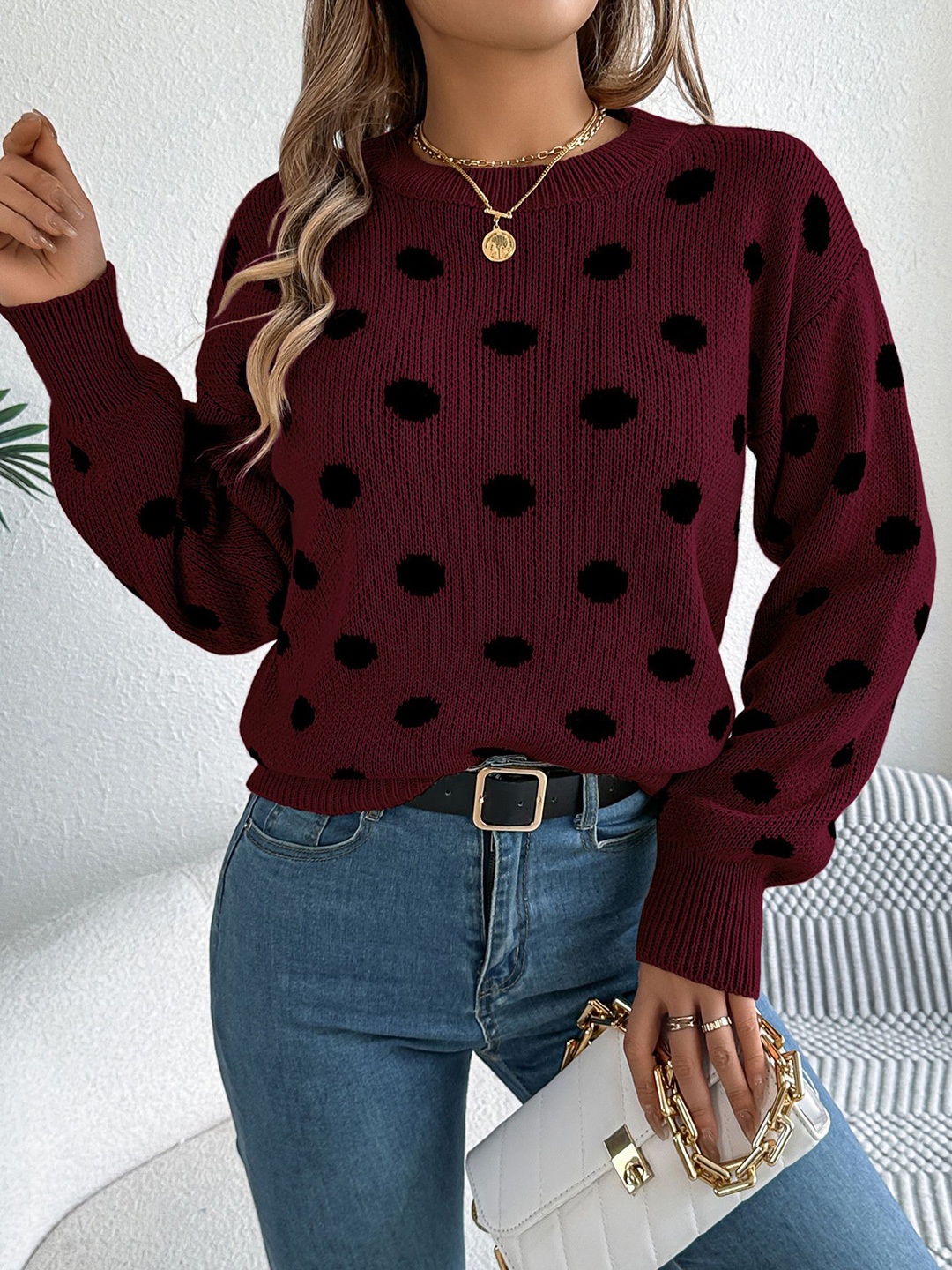 

StyleCast x Revolte Women Printed Pullover, Maroon