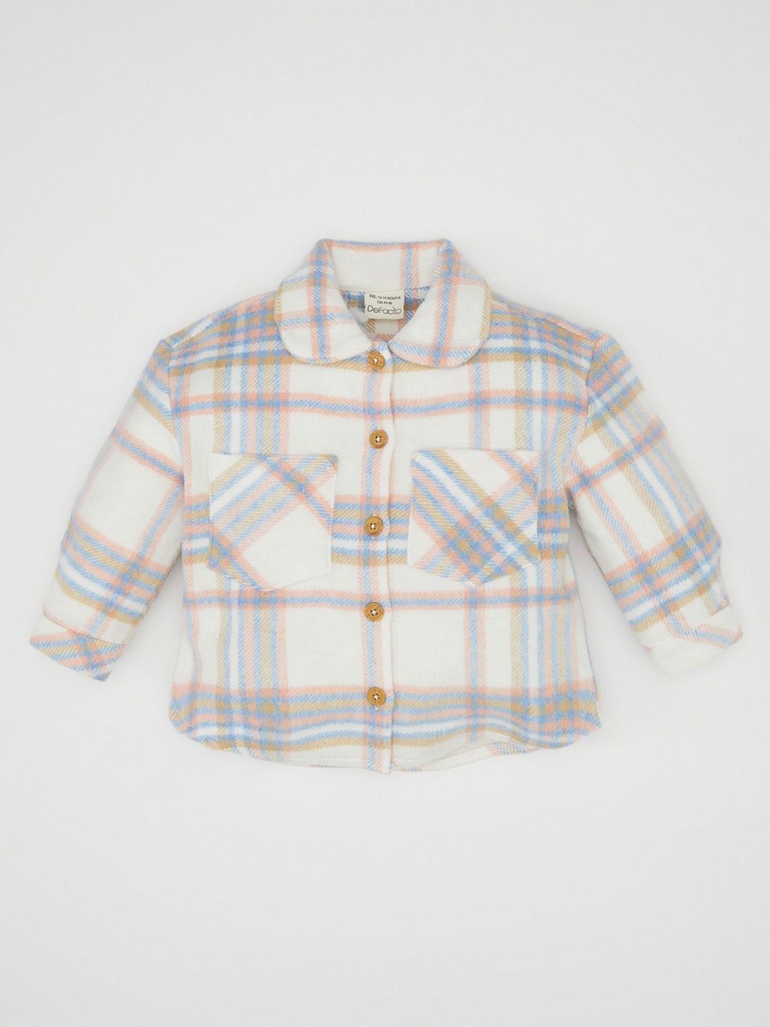 

DeFacto Girls Spread Collar Tartan Checked Cotton Casual Shirt, Beige