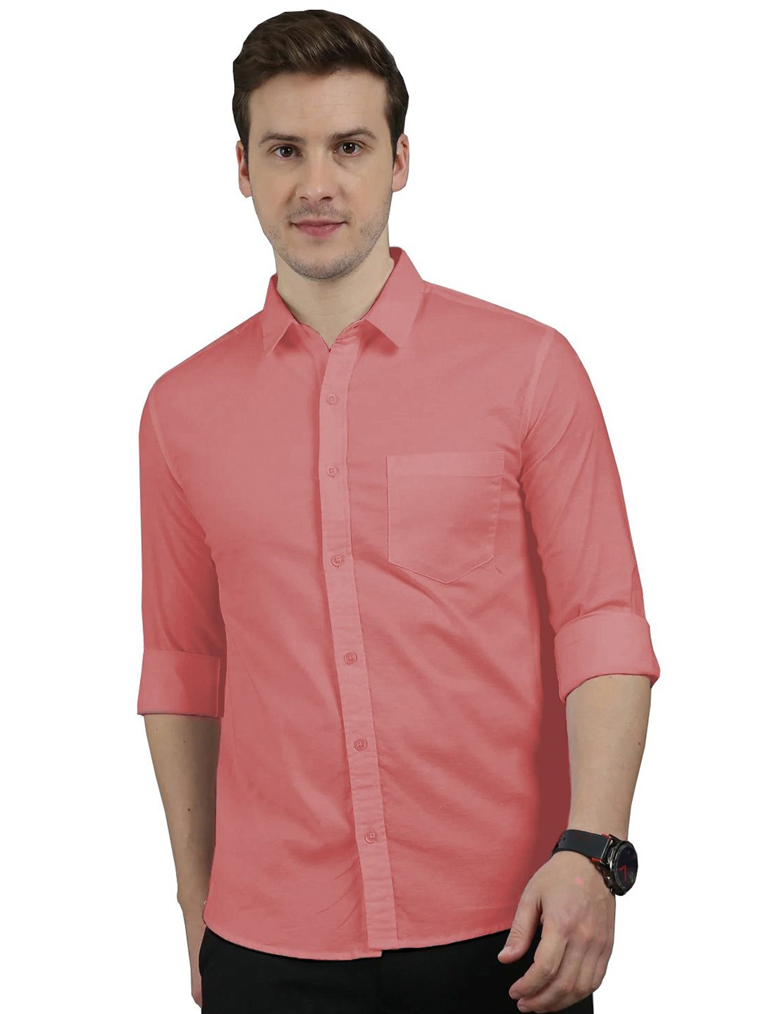 

BAESD Men Standard Slim Fit Opaque Casual Shirt, Pink