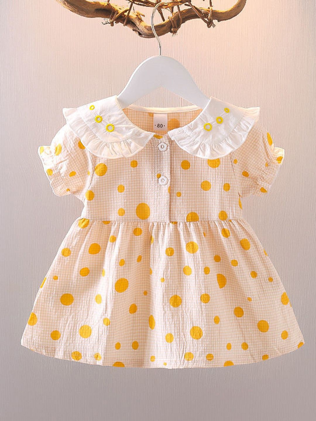 

YK Polka Dot Print Peplum Maxi Dress, Yellow