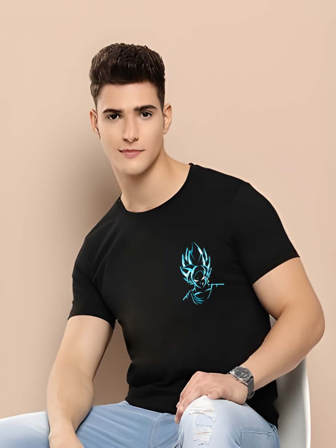 

BOWLIFESTYLE Men Pure Cotton T-shirt, Black