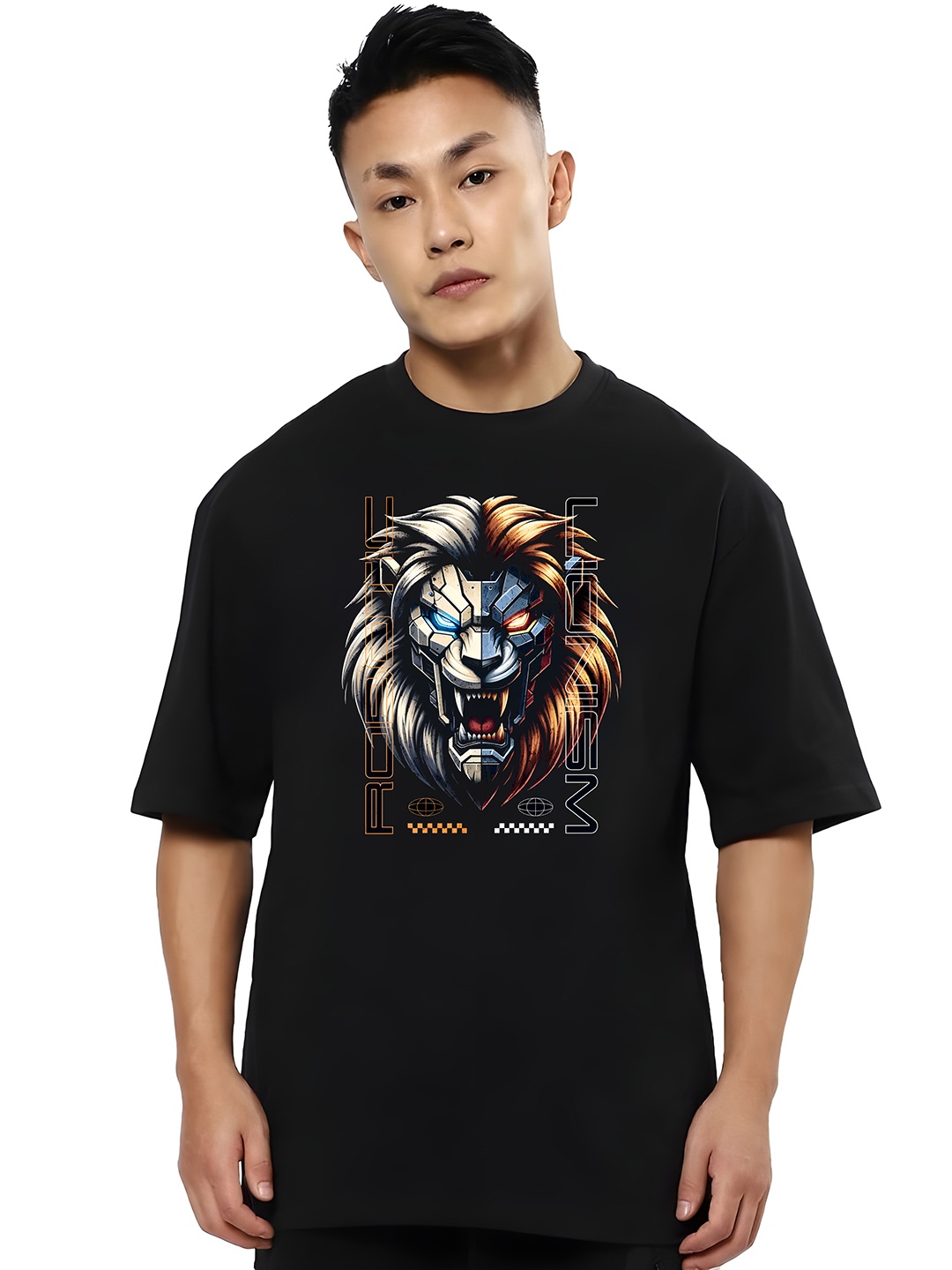 

BOWLIFESTYLE Men Drop-Shoulder Sleeves Pure Cotton T-shirt, Black
