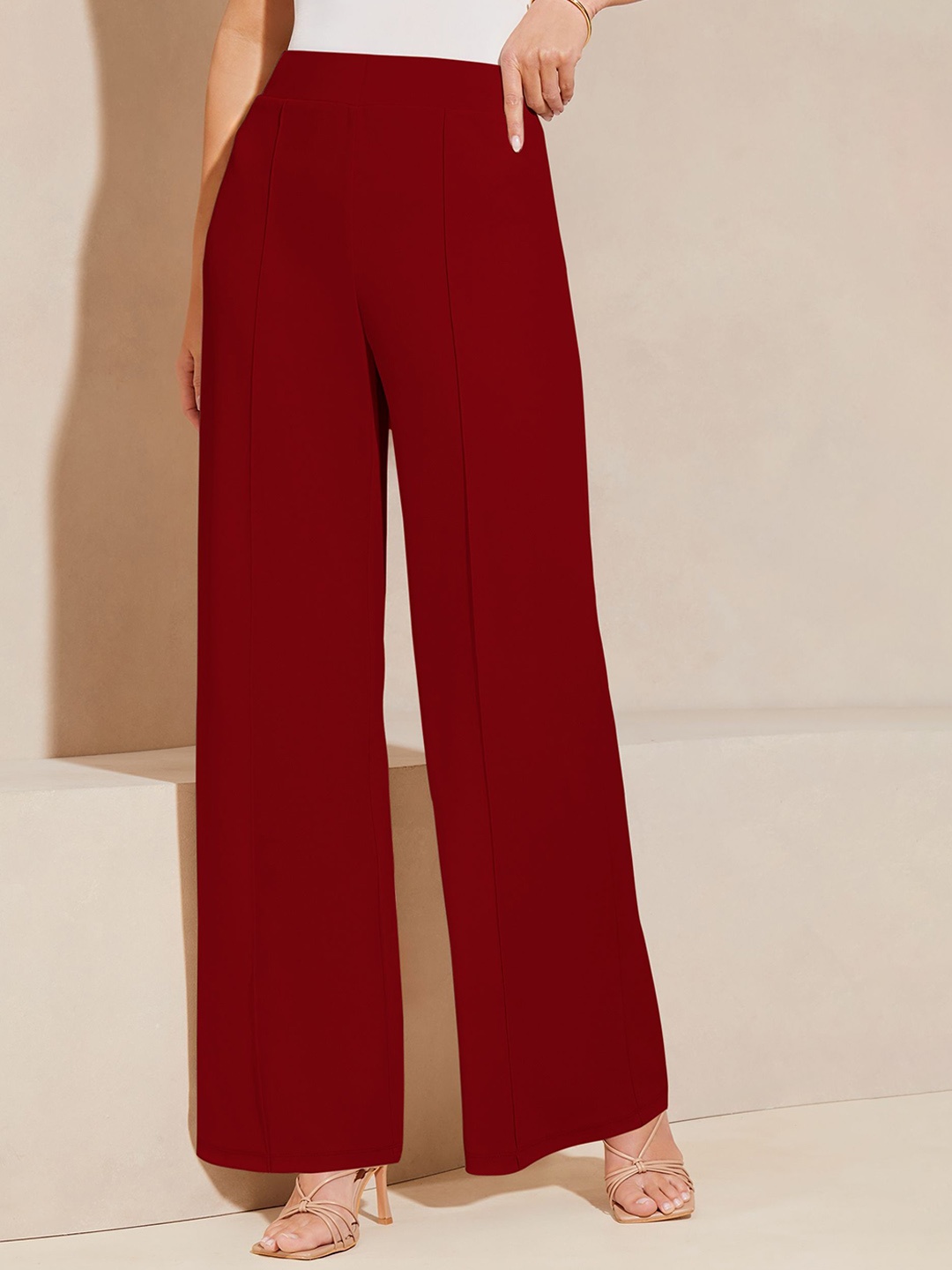 

Jinax Women Relaxed Formal Trousers, Maroon