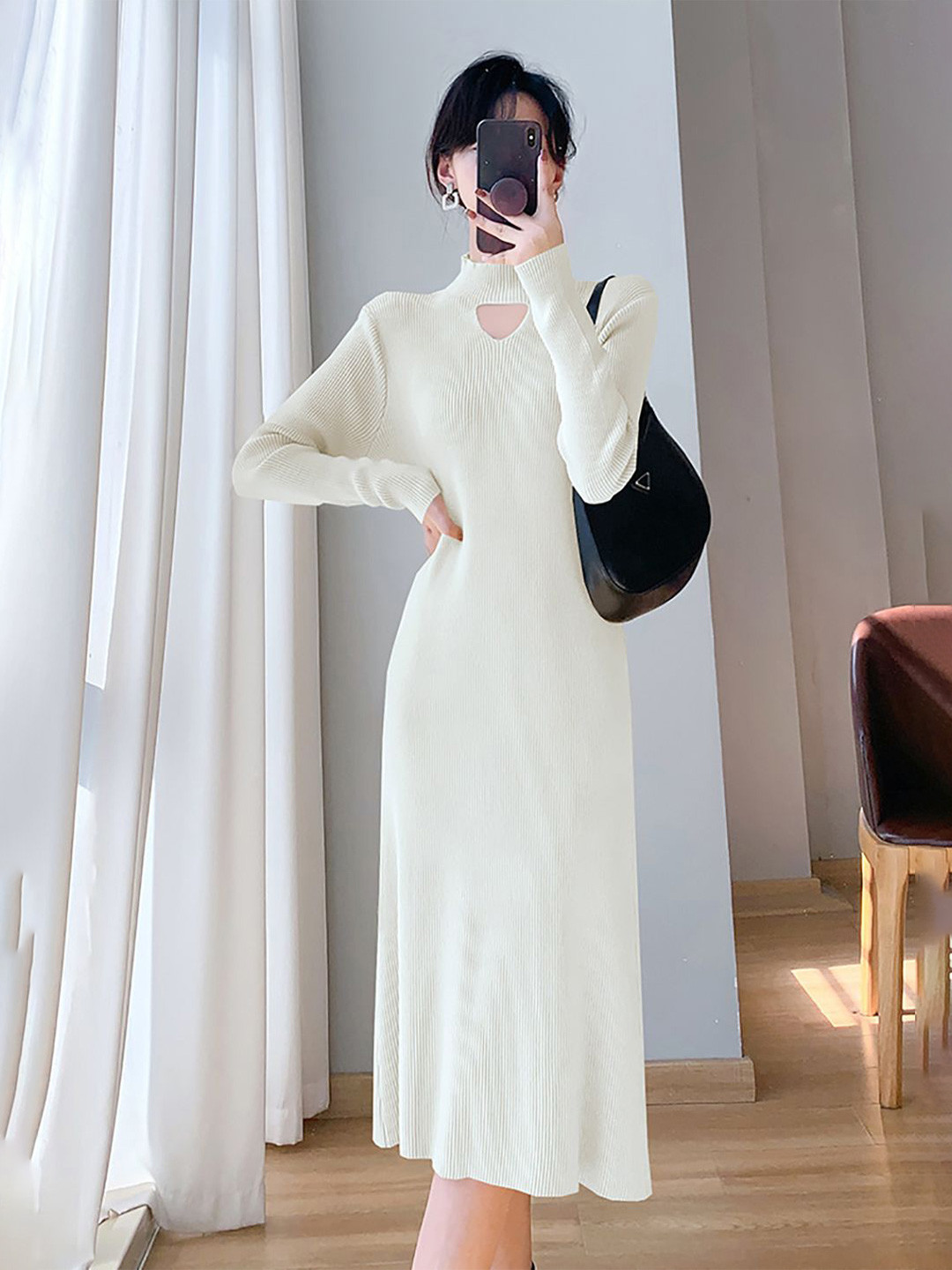 

StyleCast x Revolte Women High Neck Maxi Midi Dress, White