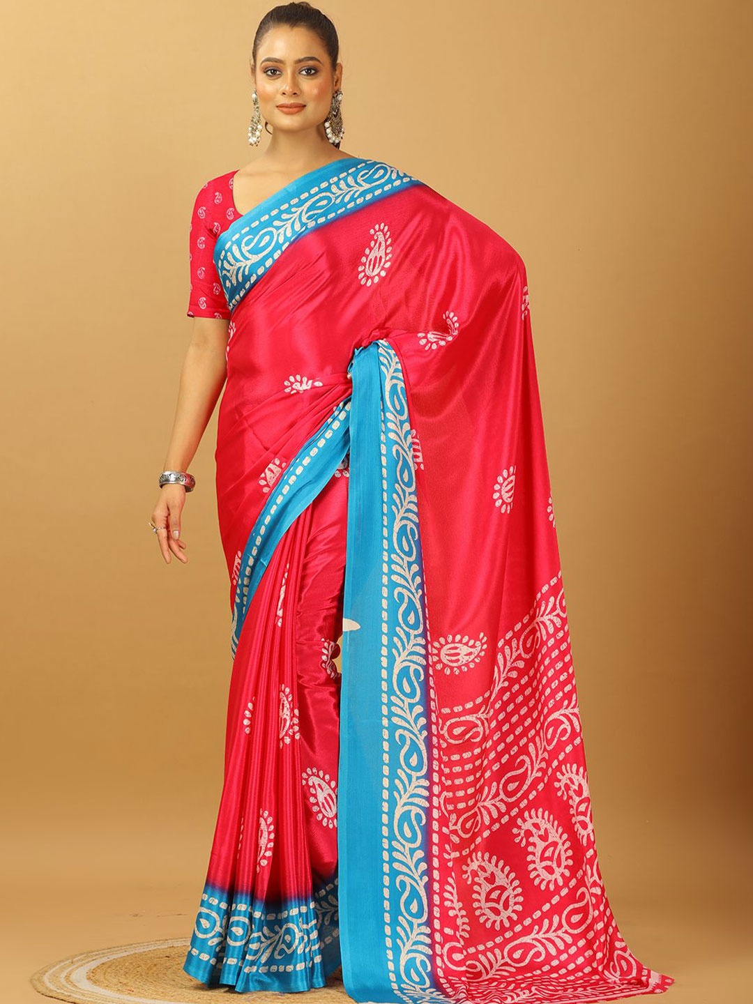 

NIRMAL CREATION Pure Crepe Saree, Pink