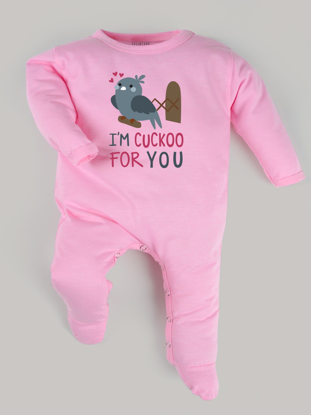 

FFLIRTYGO Infants Kids Valentine day Printed Pure Cotton Sleepsuit, Pink