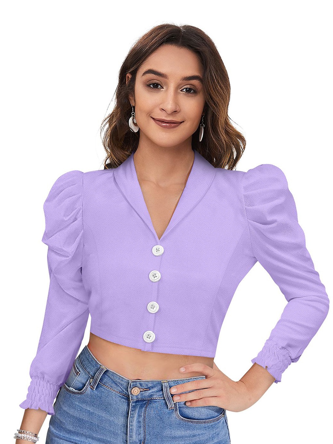 

SHOPONBIT Women V-Neck Top, Purple