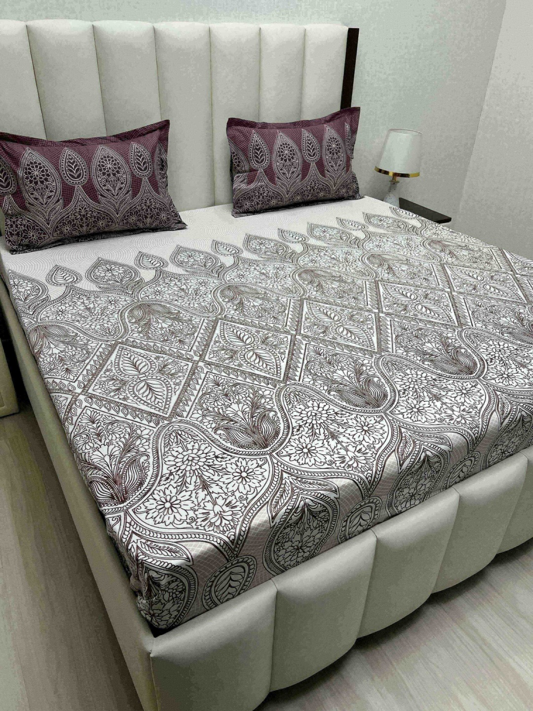 

Pure Decor Cotton King Size Double Bed Bedsheet With 2 Pillow Covers 2.74m X 2.74m, White