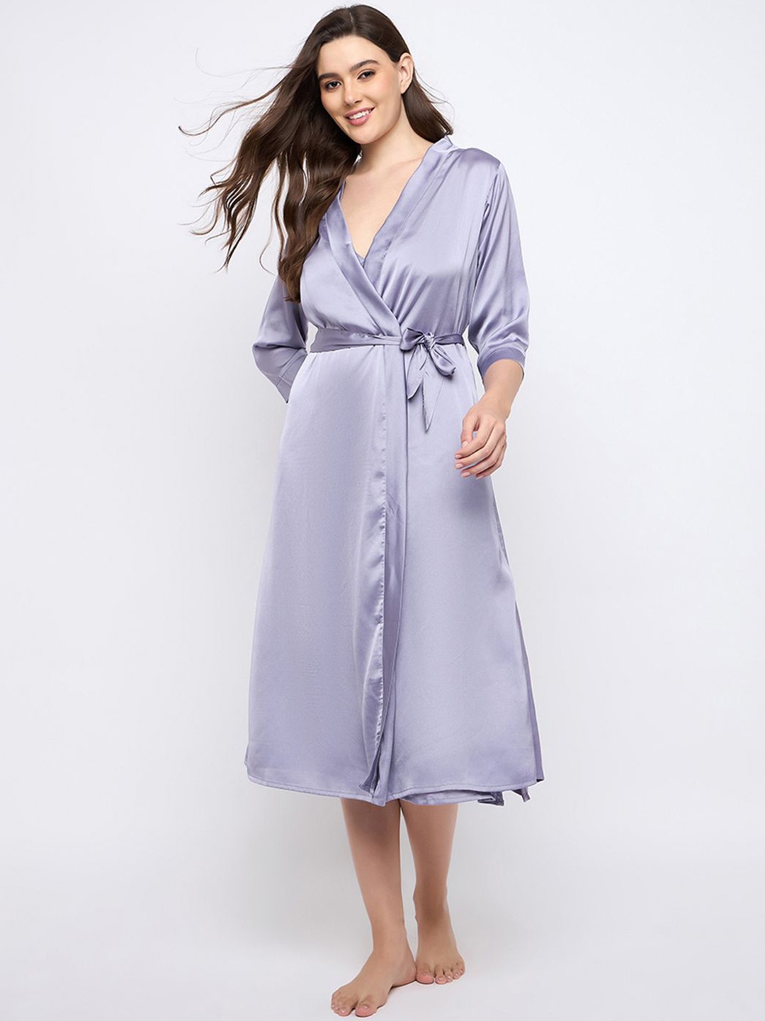 

Clovia Women V-Neck Nightdress, Purple
