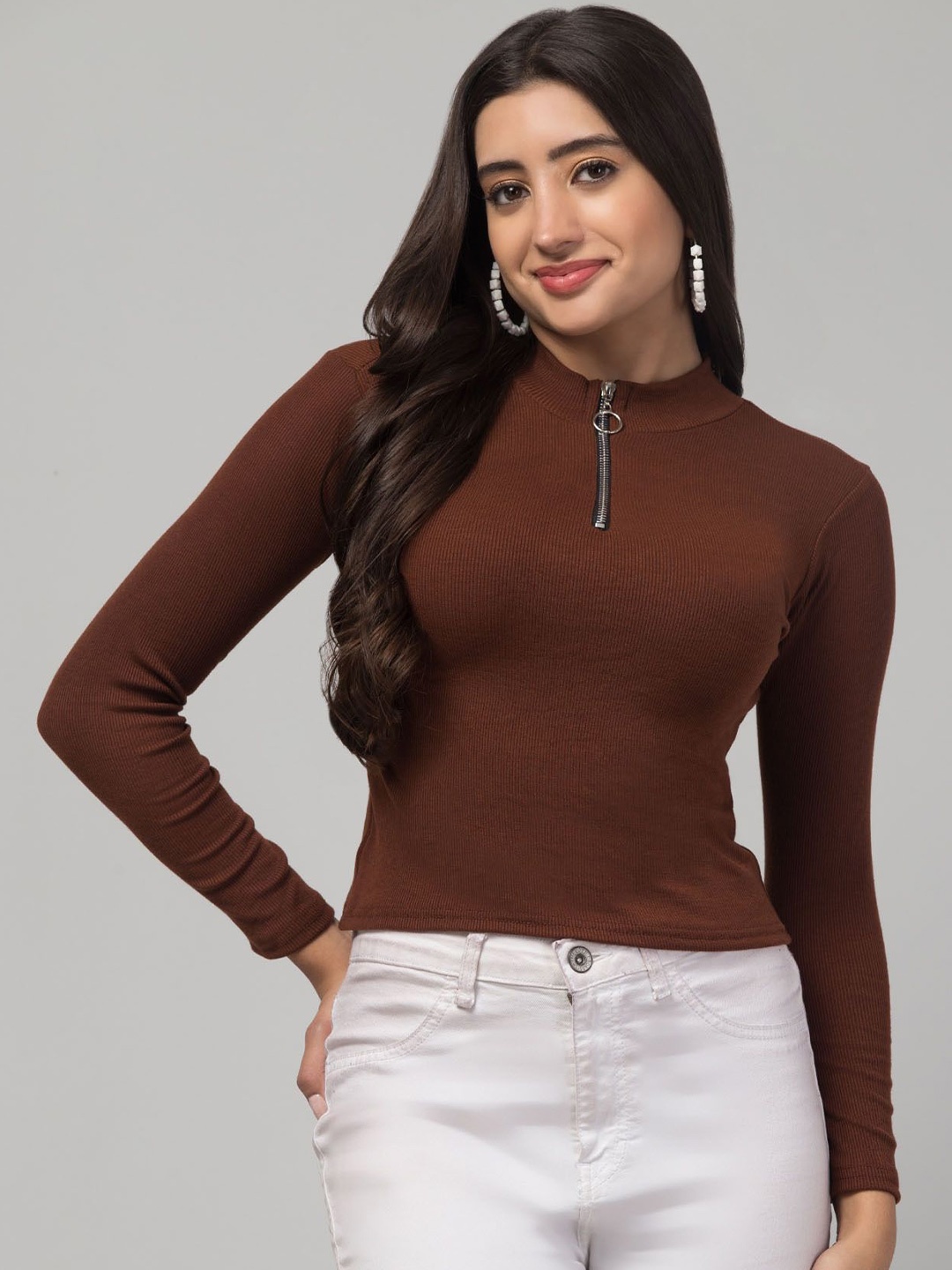 

STYLE PREZONE Top, Brown