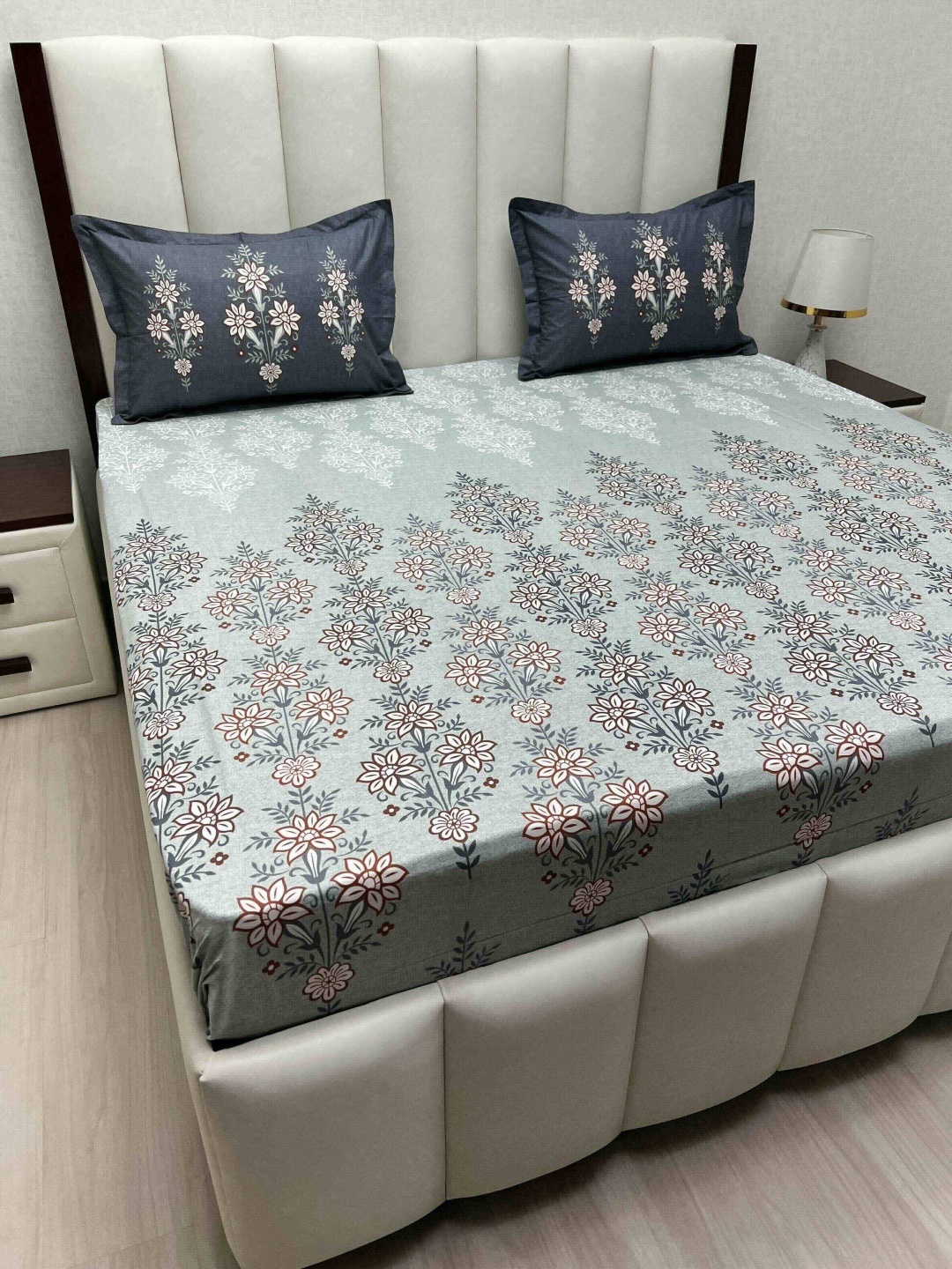 

Pure Decor Cotton King Size Double Bed Bedsheet With 2 Pillow Covers 2.74m X 2.74m, Blue