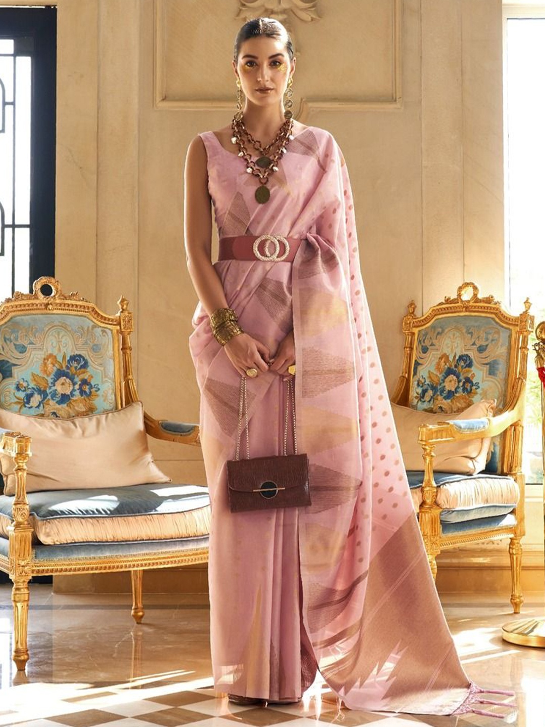 

Anouk Woven Design Zari Banarasi Saree, Pink