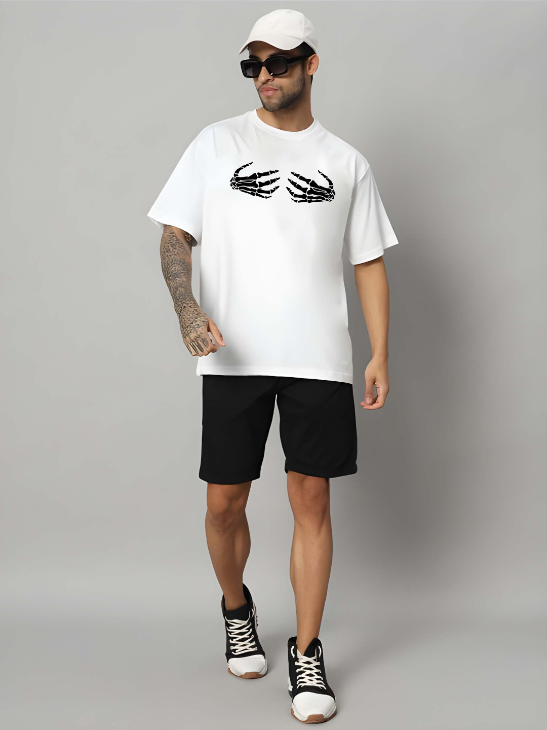 

BOWLIFESTYLE Men Drop-Shoulder Sleeves Pure Cotton T-shirt, White