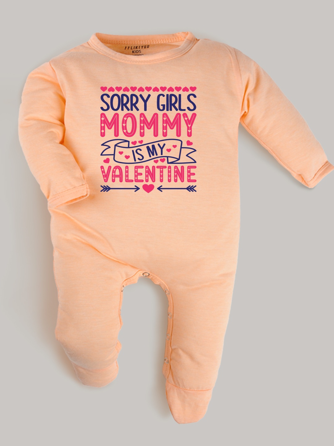 

FFLIRTYGO Infants Valentine Day Printed Cotton Sleepsuit, Peach