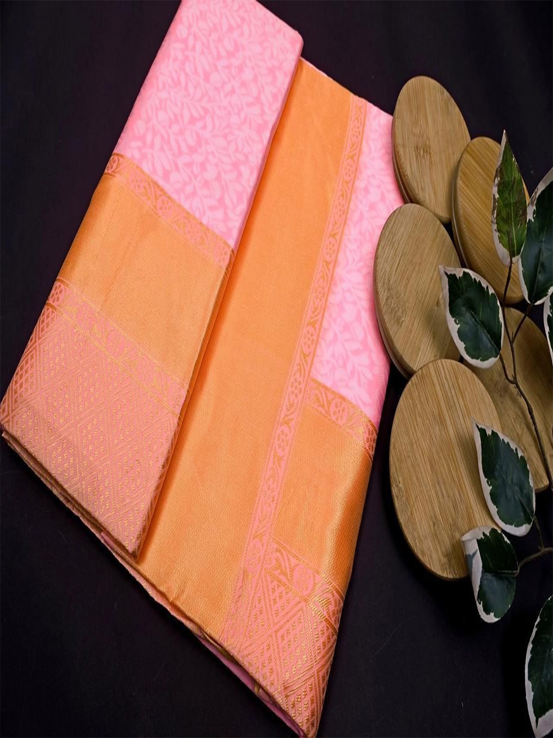 

bansari textiles Woven Design Zari Kota Saree, Pink