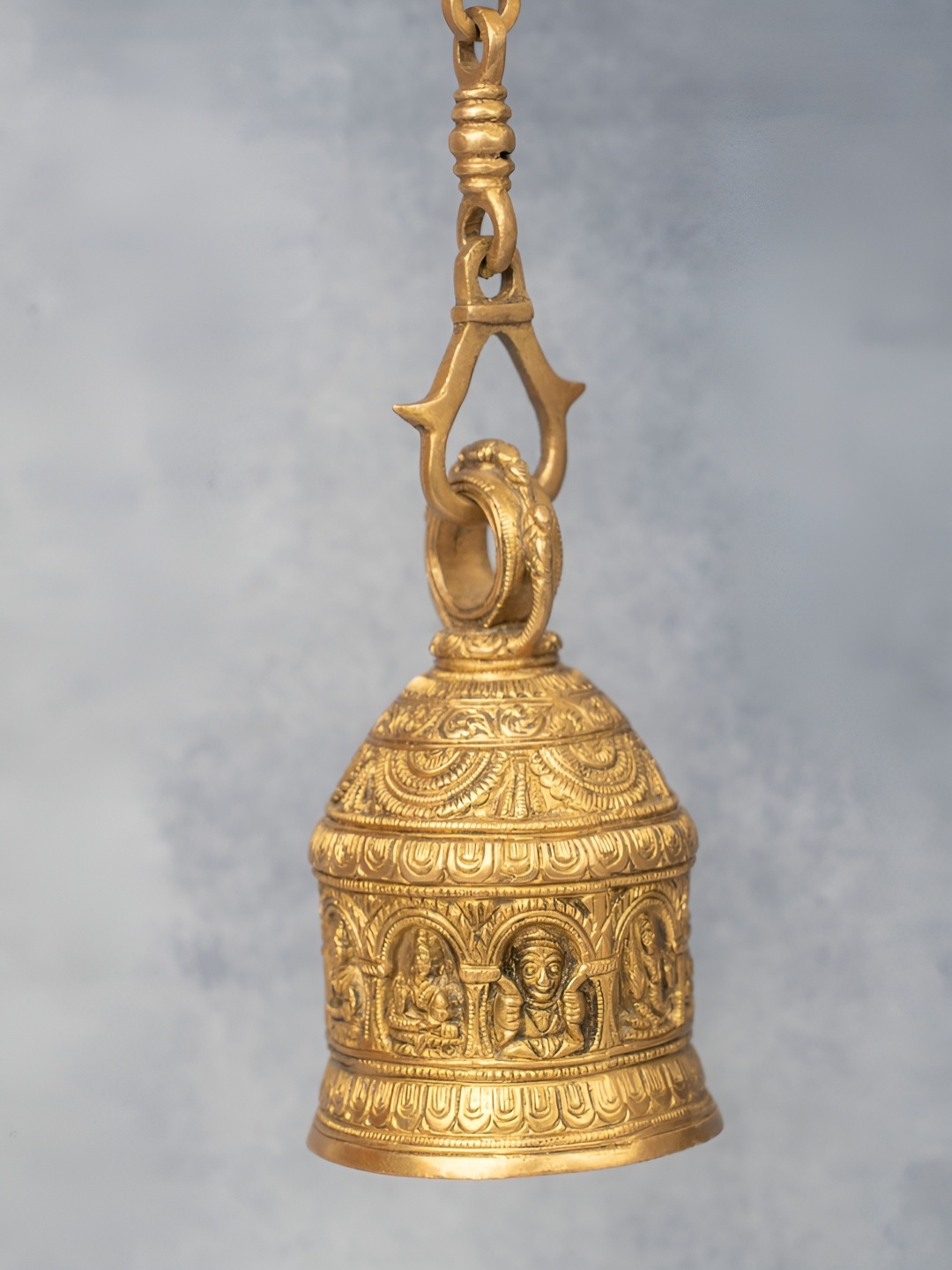 

The Advitya Gold-Toned Laxmi Hanging Bell Religious Curio Showpiece
