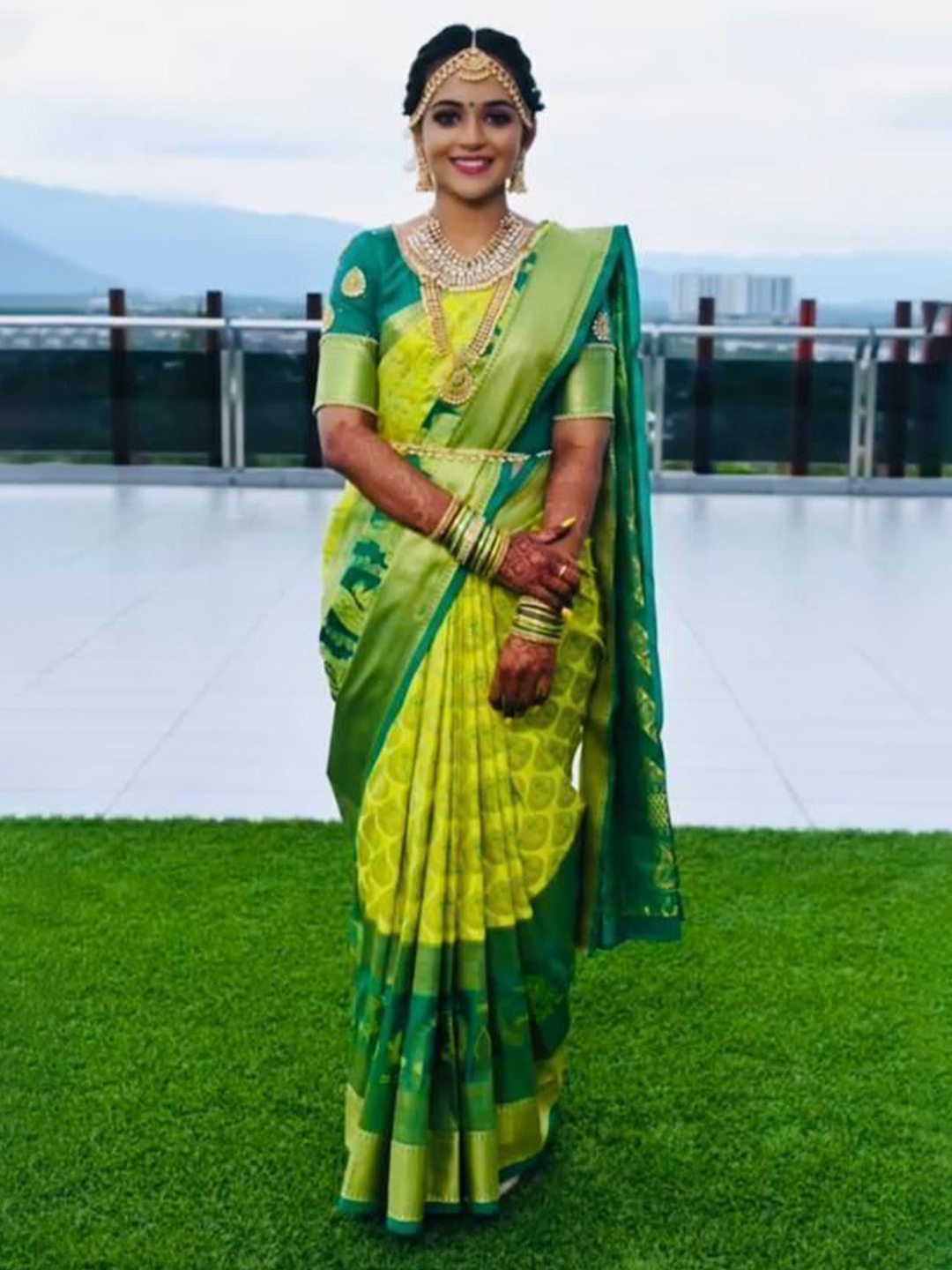 

bansari textiles Woven Design Zari Kanjeevaram Saree, Green