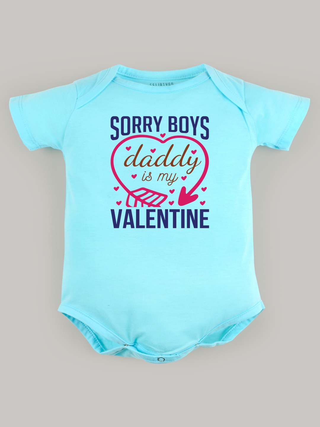 

FFLIRTYGO Infants Valentine Day Printed Cotton Bodysuit, Turquoise blue