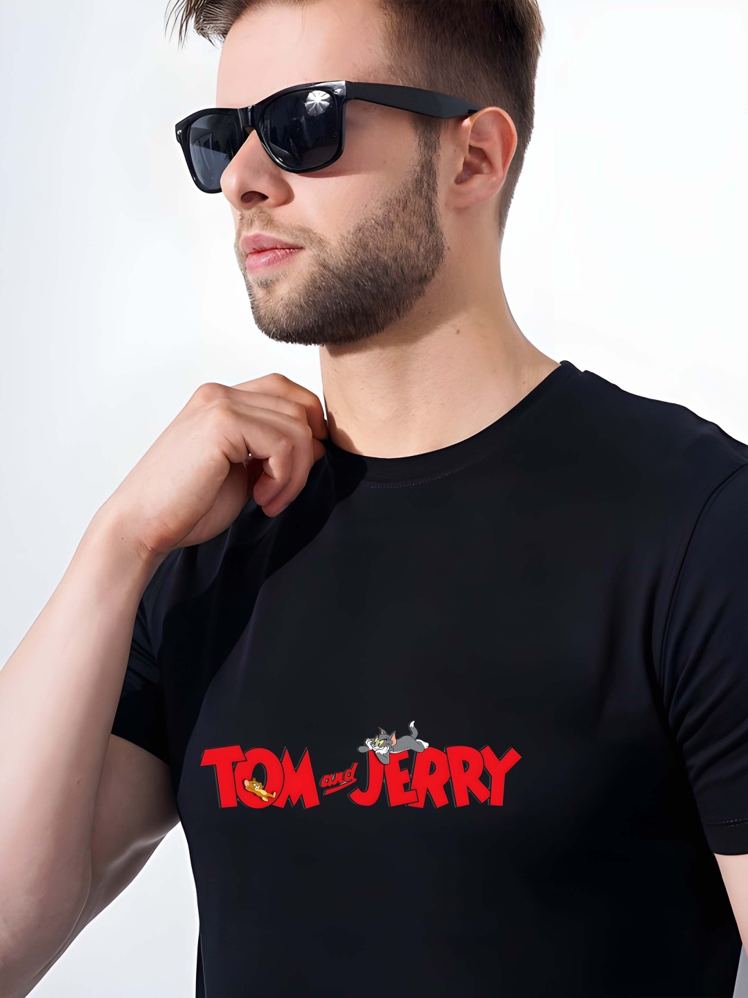 

Krimmple Men Drop-Shoulder Sleeves Pure Cotton T-shirt, Black