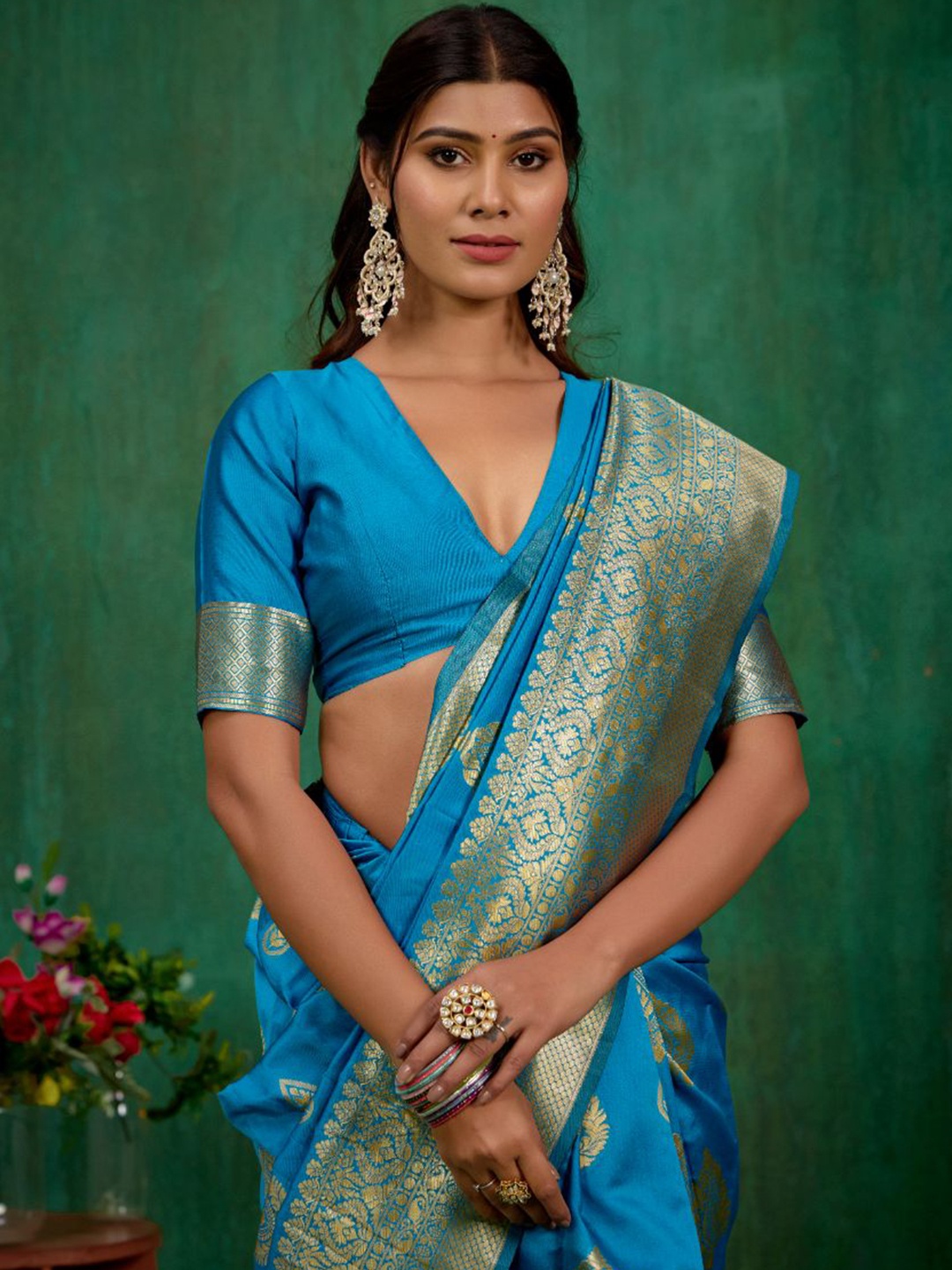 

Sangria Woven Design Saree Banarasi, Teal