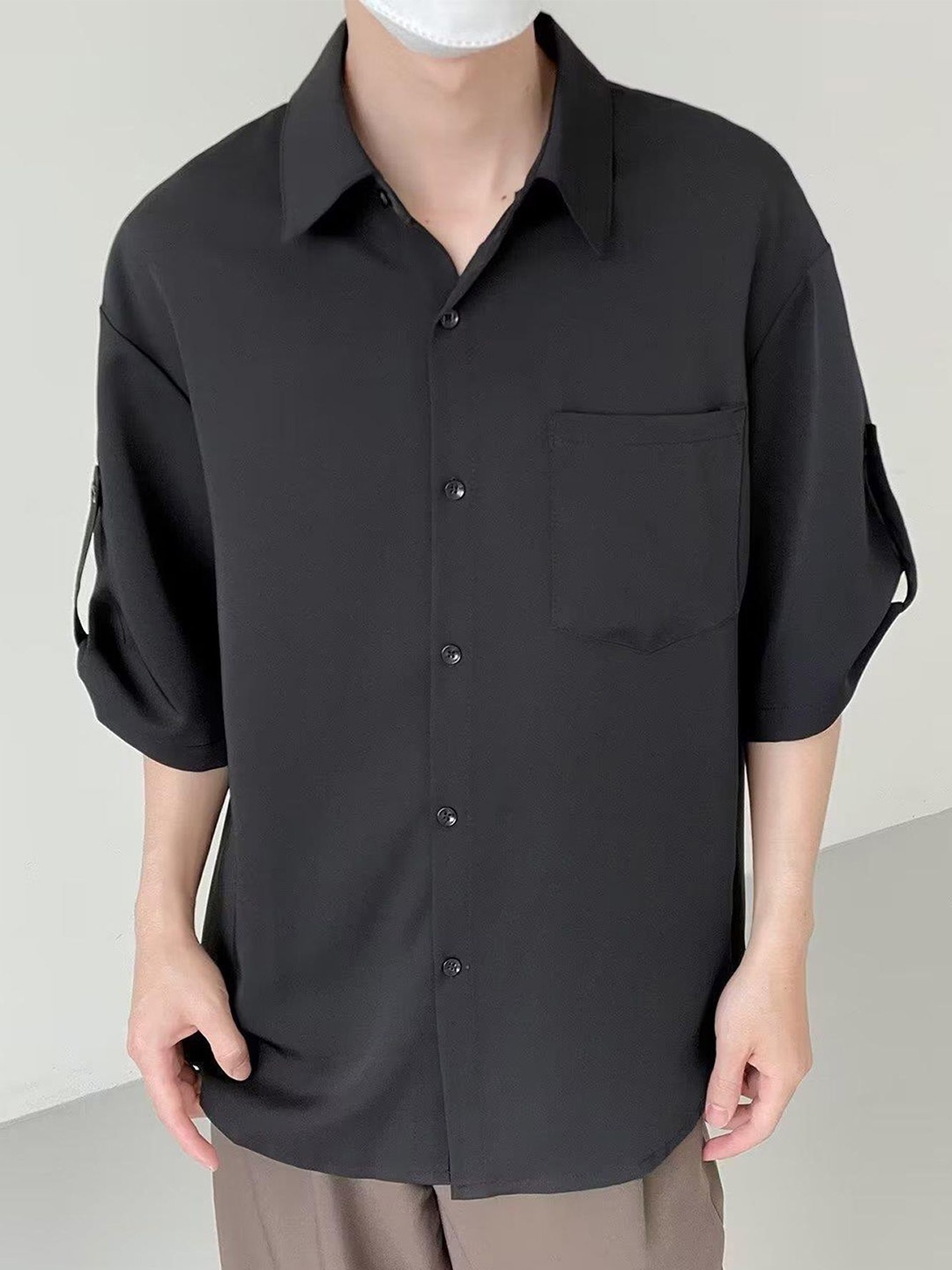 

StyleCast x Revolte Men Opaque Casual Shirt, Black