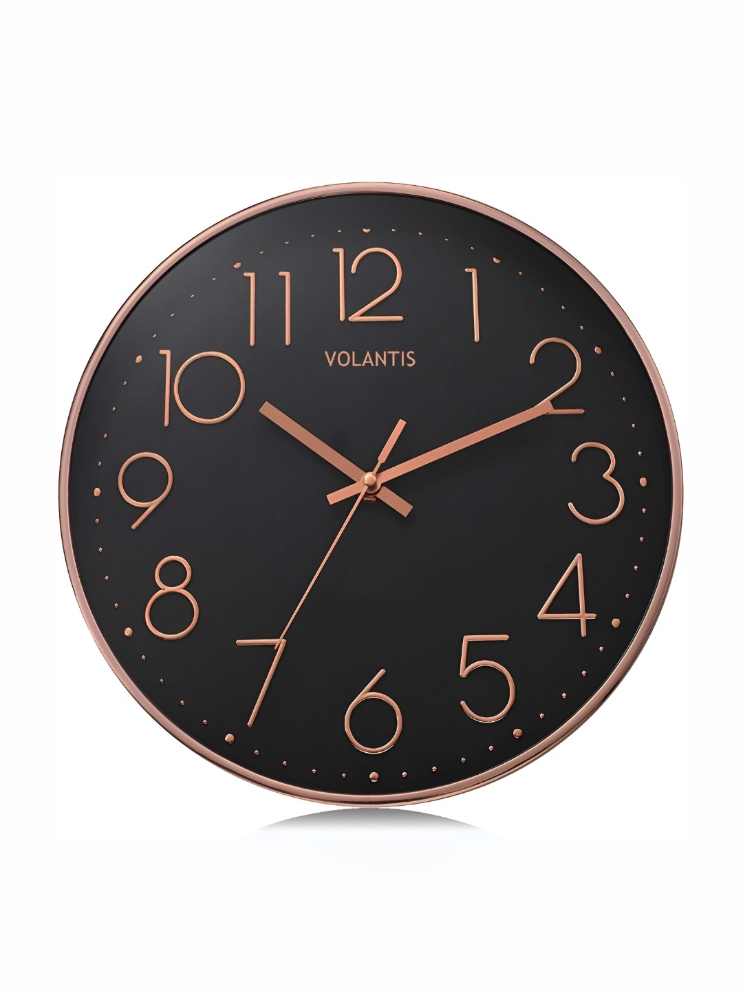 

VOLANTIS Black & Rose Gold Contemporary Round Shaped Analogue Wall Clock