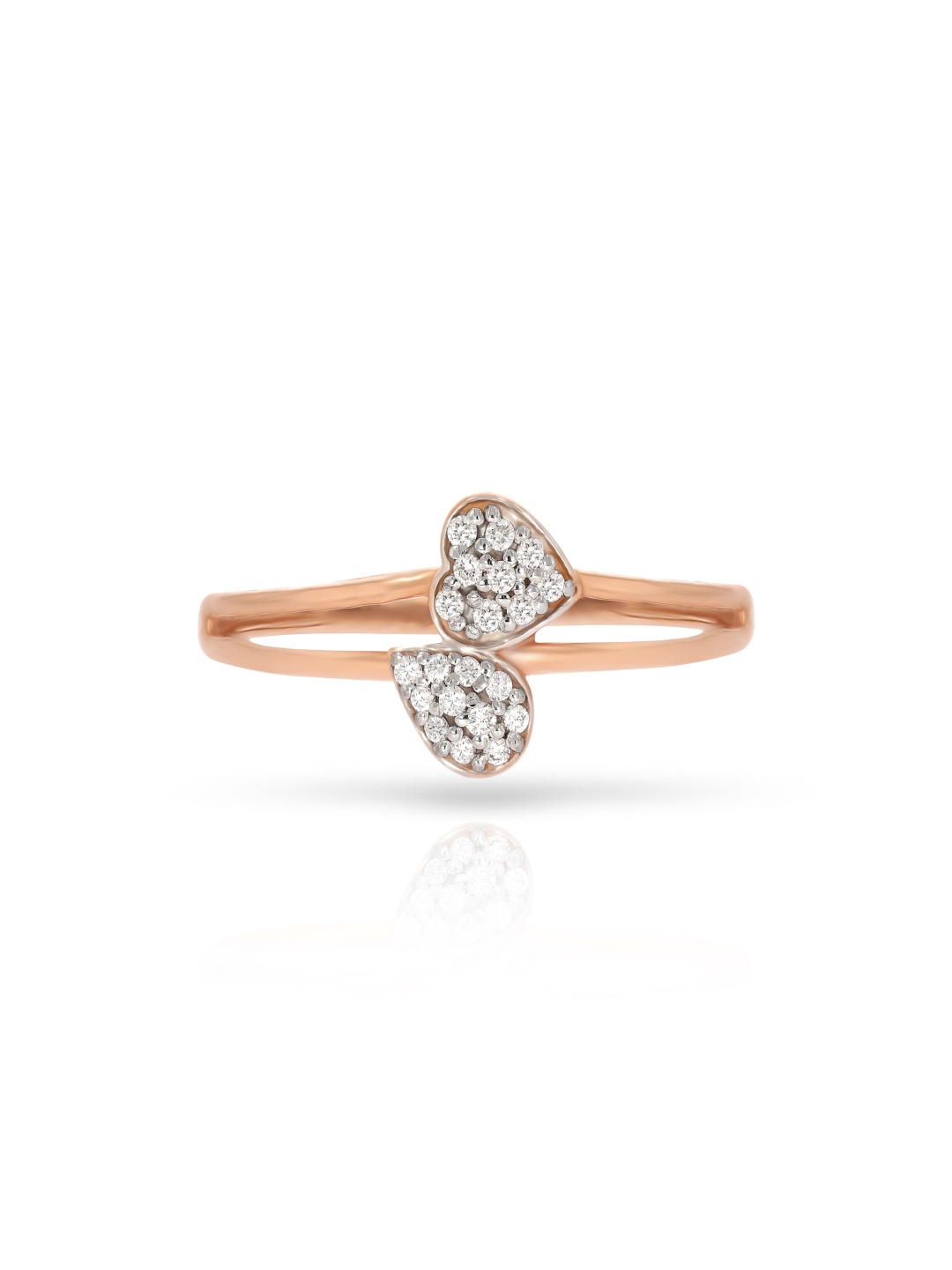 

BHIMA 18K BIS Hallmark 750 Purity Rose Gold Love Leaf Diamond Ring