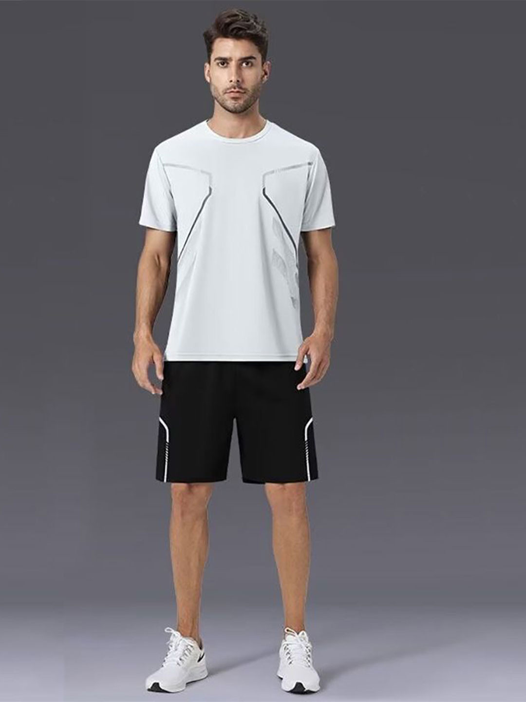 

StyleCast x Revolte Printed Round Neck T-Shirt With Shorts, White