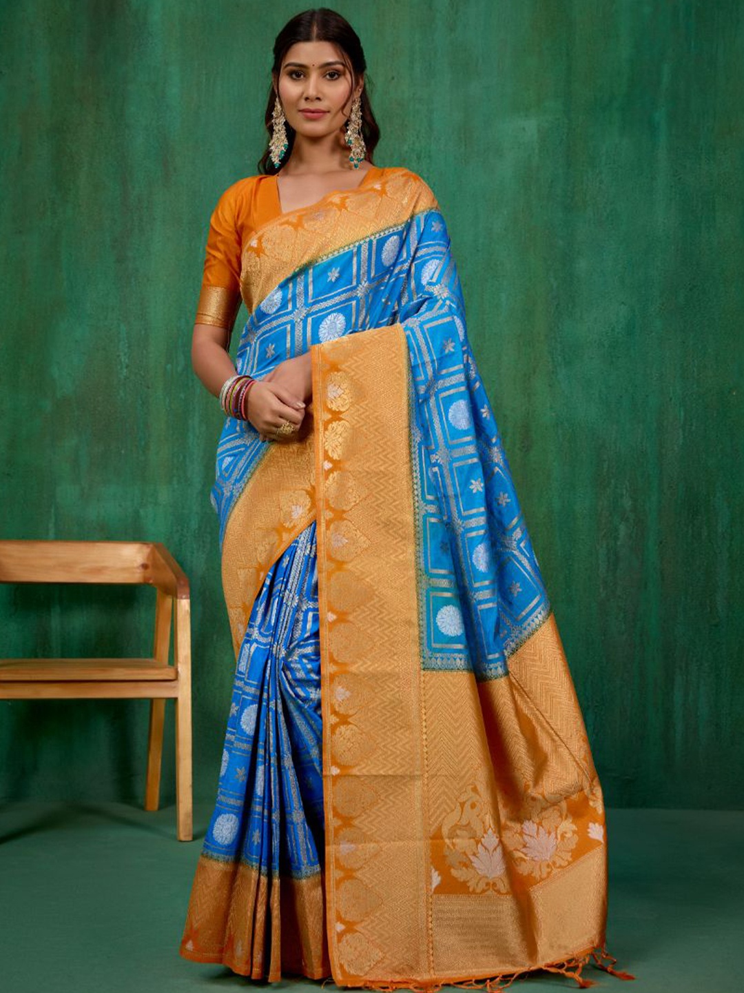 

Sangria Banarasi Woven Design Saree, Blue