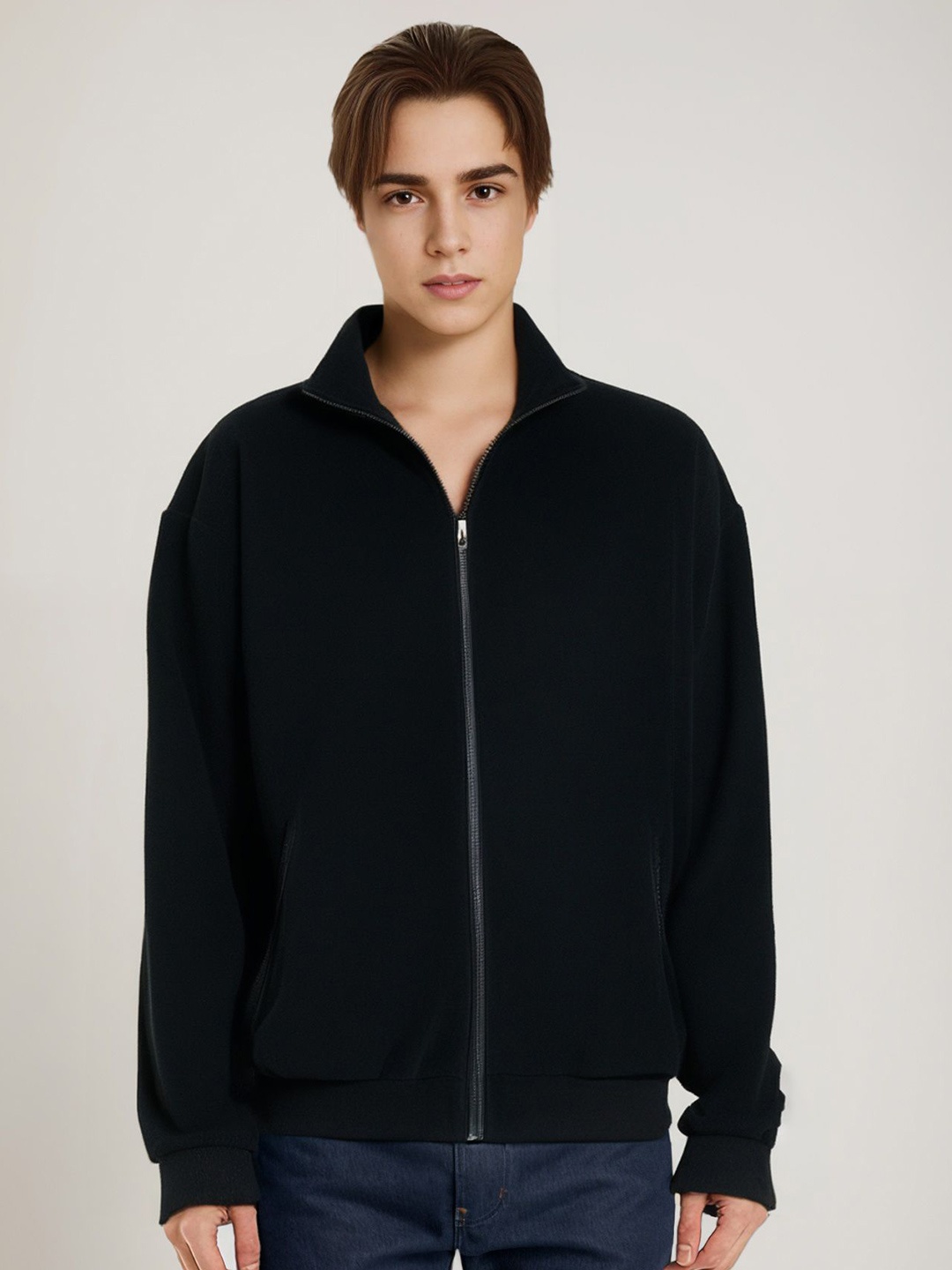 

StyleCast x Revolte Men Front-Open Sweatshirt, Black