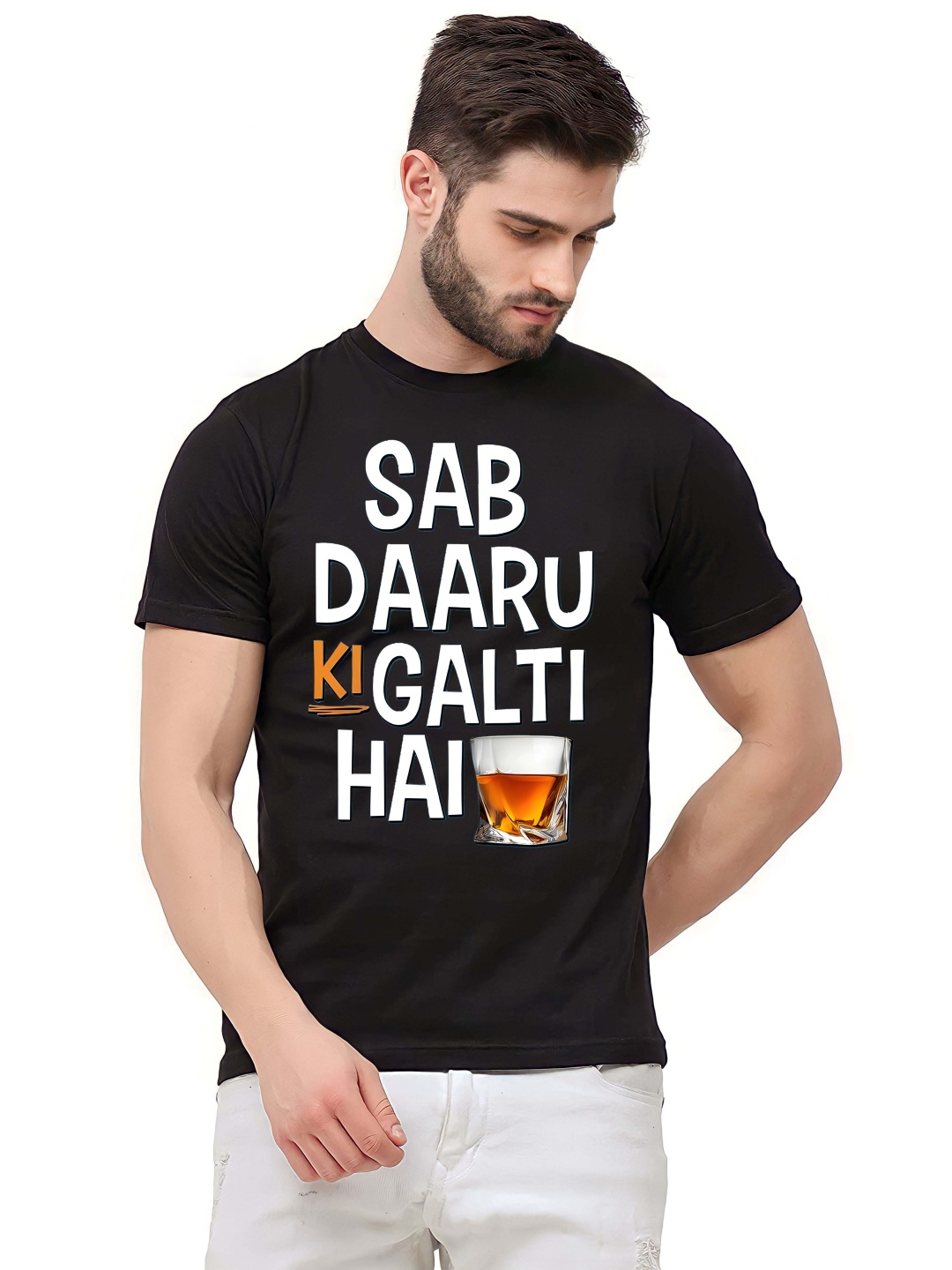 

BOWLIFESTYLE Men Pure Cotton T-shirt, Black