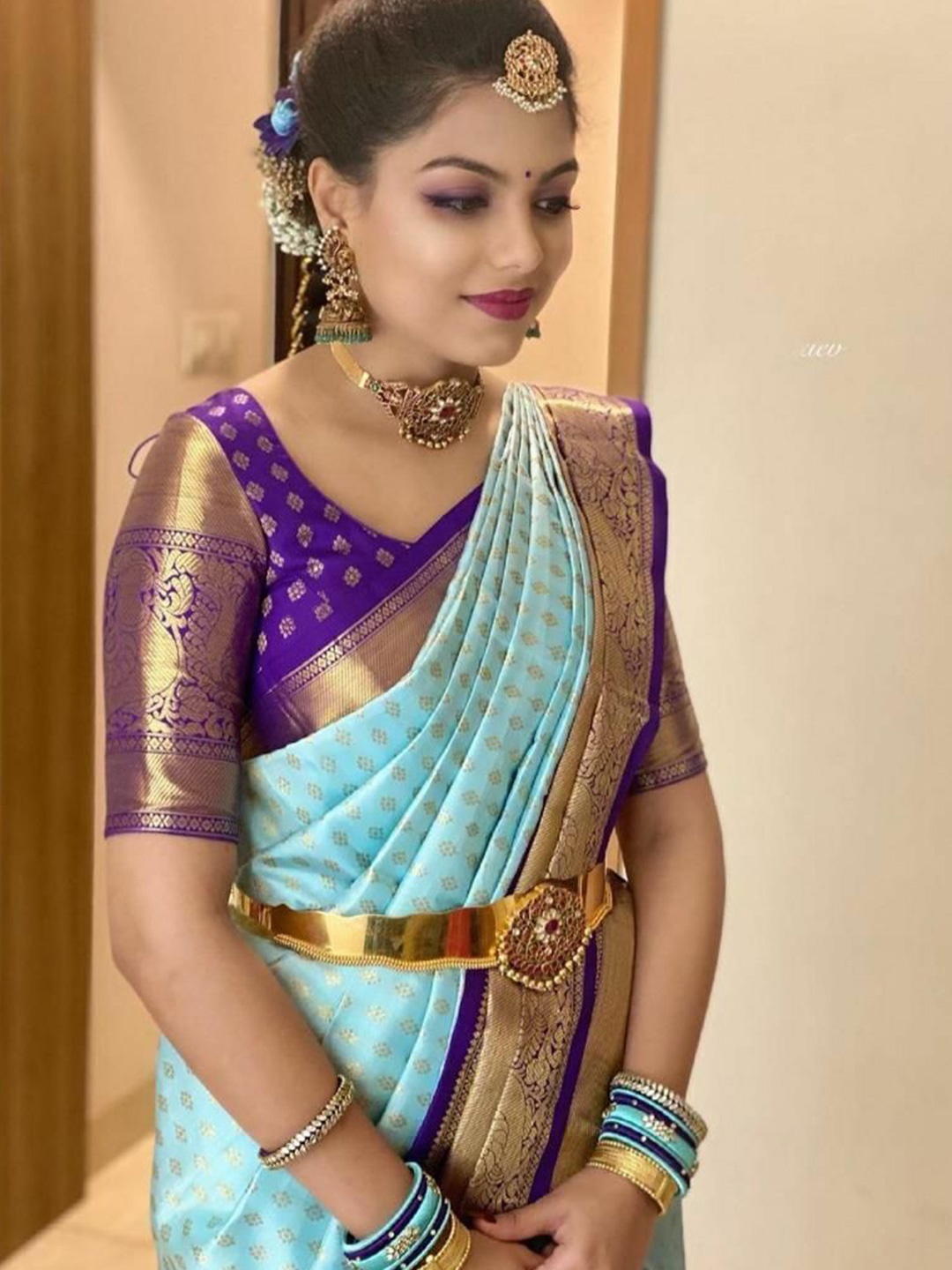 

bansari textiles Woven Design Zari Banarasi Saree, Blue