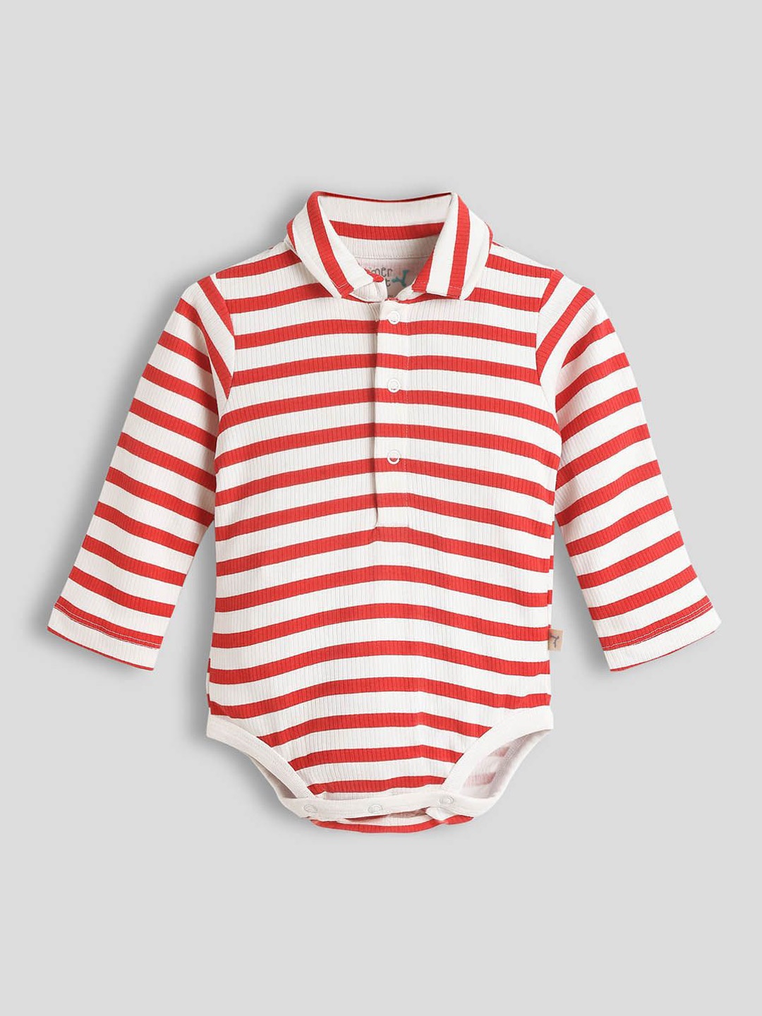 

Flowline Boys Striped Pure Cotton Bodysuit, White