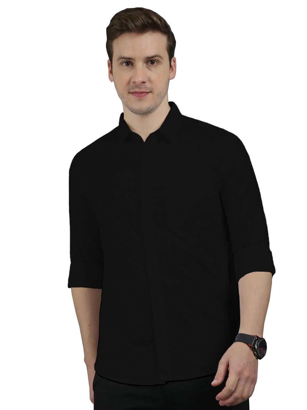 

BAESD Men Standard Slim Fit Opaque Casual Shirt, Black