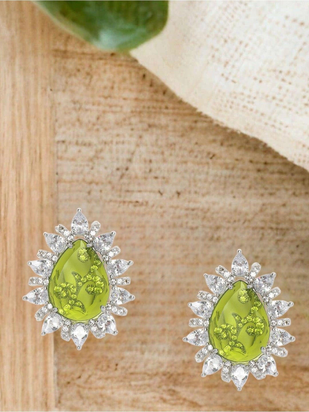 

House of Pataudi Silver Plated AD Studded Earrings, Gold