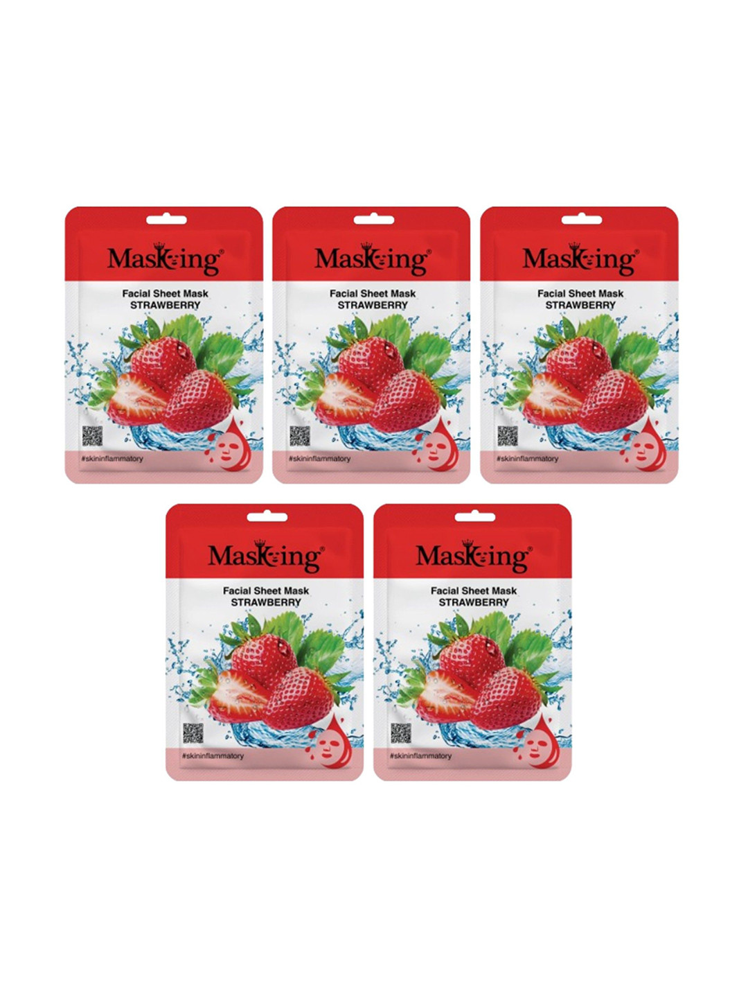 

MasKing Set Of 5 Strawberry Beauty Facial Sheet Mask- 1Pc Each, White
