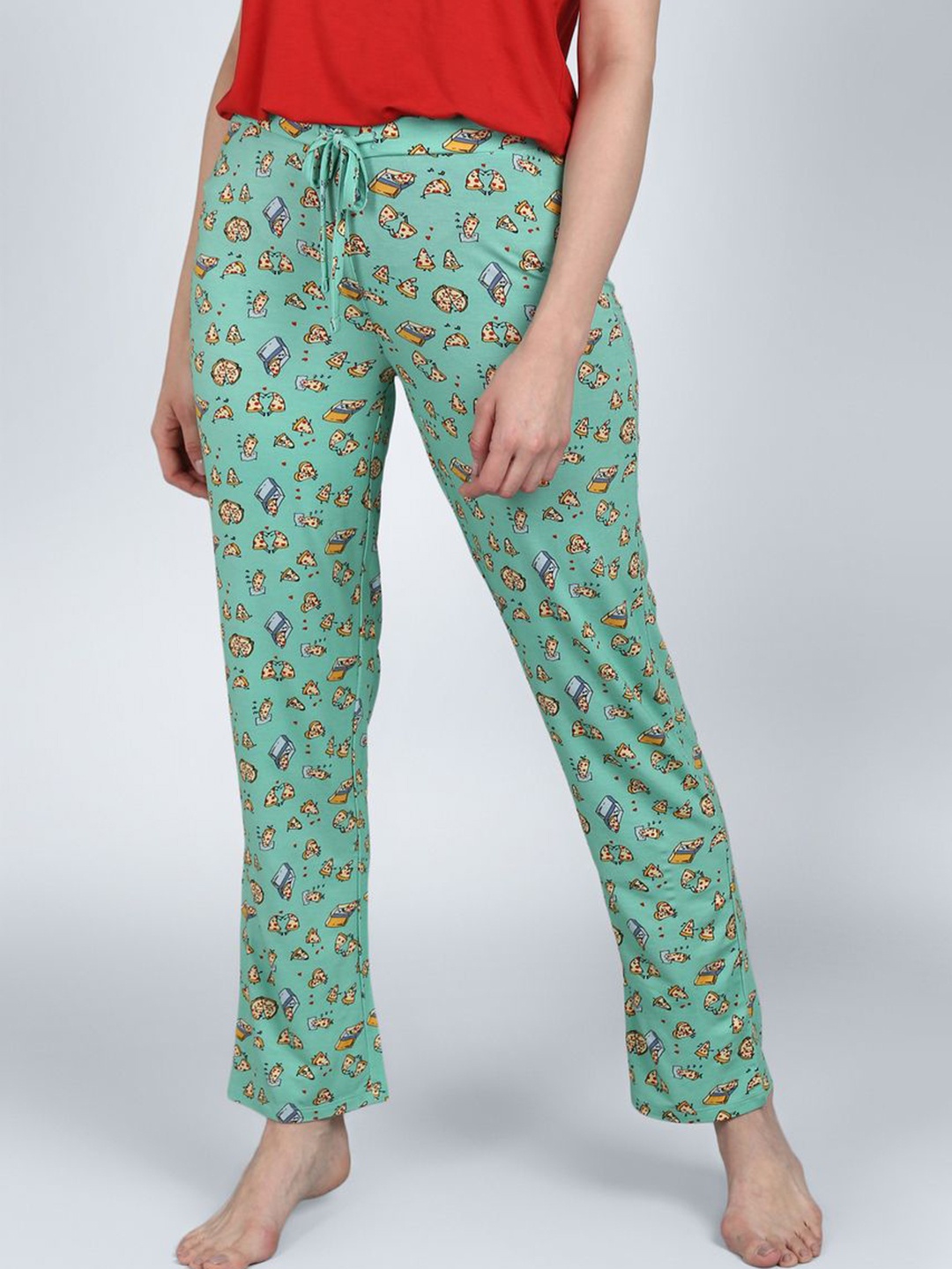 

necesera Printed Mid Rise Lounge Pant, Green