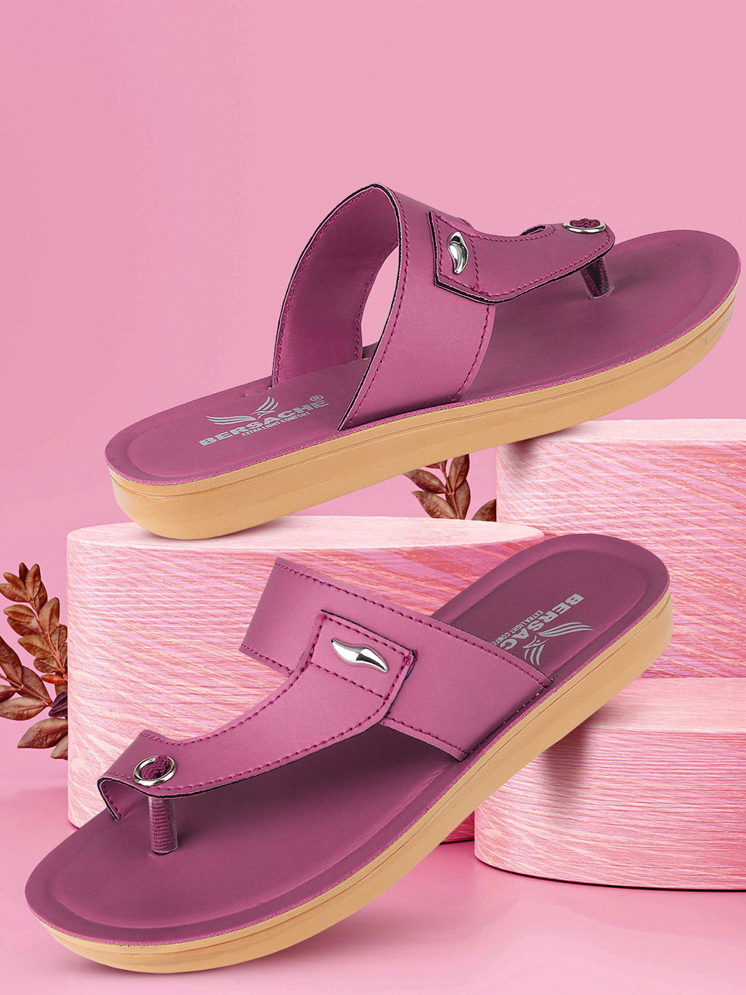 

BERSACHE Women Open Toe Flats, Pink
