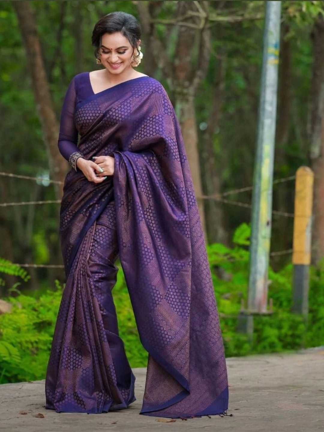 

bansari textiles Woven Design Pure Cotton Patola Saree, Blue