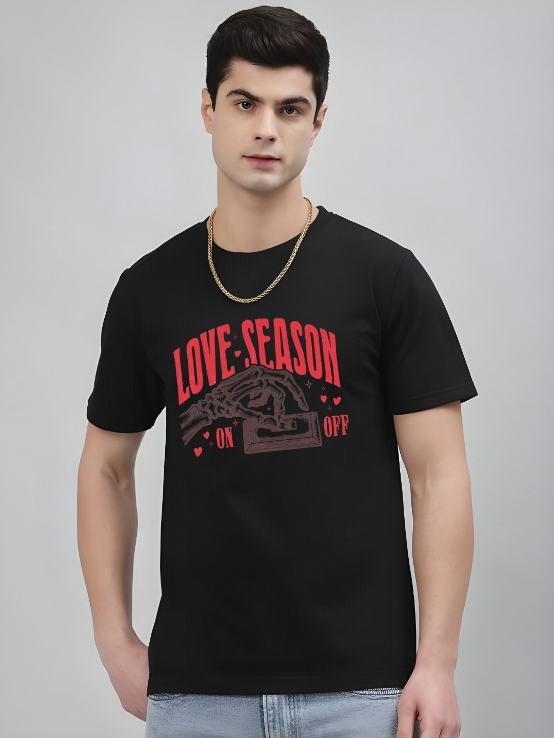 

Krimmple Men Drop-Shoulder Sleeves Pure Cotton T-shirt, Black