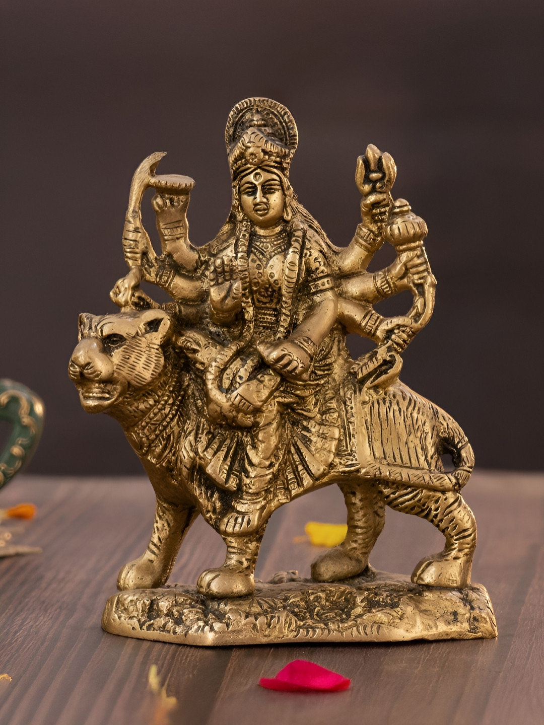 

The Advitya Gold-Toned Godess Durga Religious Idol Showpiece