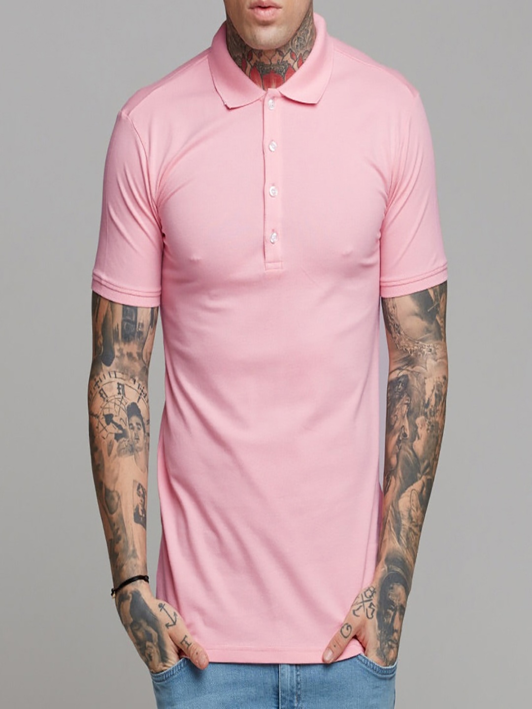 

StyleCast x Revolte Men Polo Collar T-shirt, Pink